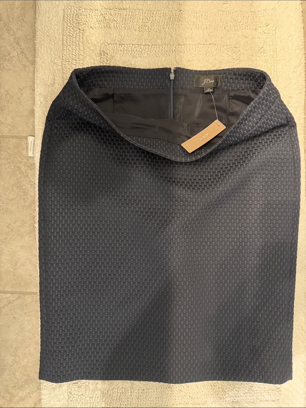 J. Crew Navy Textured Pencil Skirt - Slim Fit